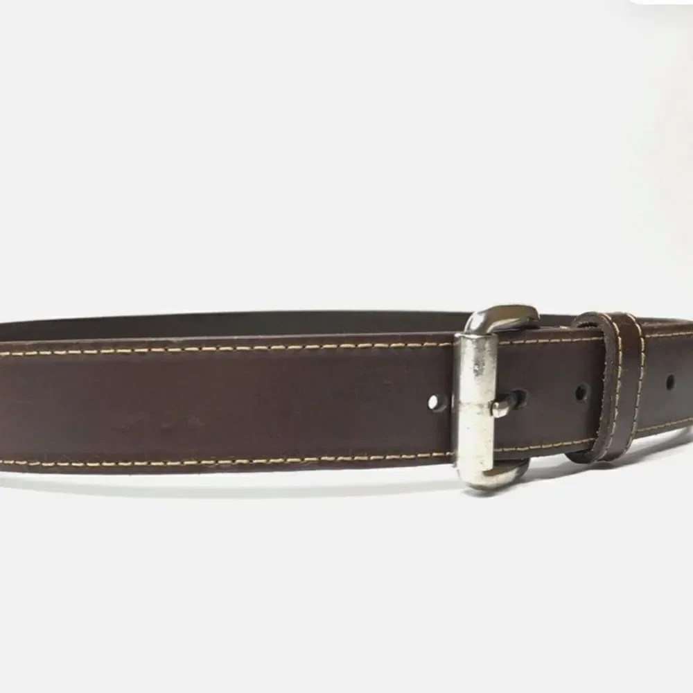 14th & Union Dark Brown Saddle Leather Nickle Free Buckle Belt New no Tags